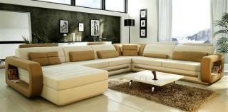 Vig Furniture 1005 Beige Brown Bonded Leather Sectional Sofa