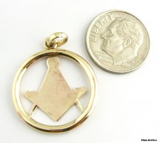 Masonic 10K Yellow Gold Square Compass Emblem Blue Lodge Member Fob