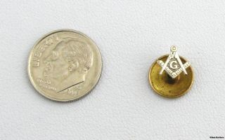 Masonic Lapel Pin 14k Yellow Gold Platinum Square Compass Vintage