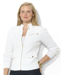 Lauren Jeans Co. Plus Size Jacket, Denim, White Wash   Plus Size