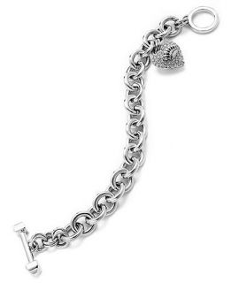 Juicy Couture Bracelet, Silver Tone Pave Heart Charm Bracelet