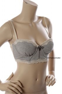 Material Girl Convertible New Strapless Lace Trim Skull Charm Bra Gray