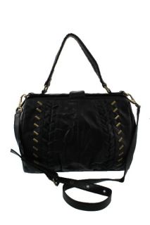 Matt Nat New Karen Black Studded Frame Tote Handbag Large BHFO