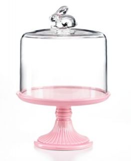 Martha Stewart Collection Serveware, Pink Cake Stand with Rabbit Dome