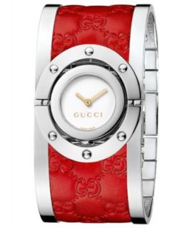 Gucci Watch, Womens Swiss Twirl Red Guccissima Leather and Stainless