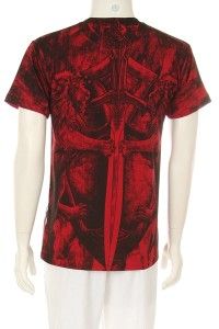 Mens Best Selling Lion Sword Design Hot Red New T Shirt