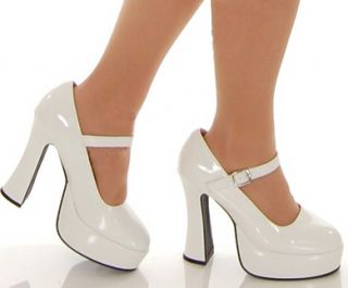White Mary Janes Chunky Heel Platform Jane Shoes