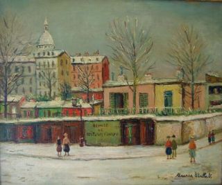 Oil Painting of a French Townscape by Maurice Utrillo, Important