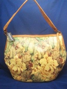 MAURIZIO TAIUTI ITALY Hand Painted Flowers Leather NEW Large Shoulder