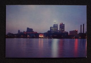 1960s Looking North Across The Maumee River at Night Skyline Toledo Oh