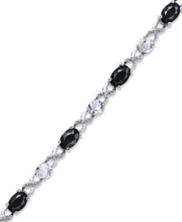 Sterling Silver Bracelet, Onyx (3 1/3 ct. t.w.) White Topaz (2 3/8 ct