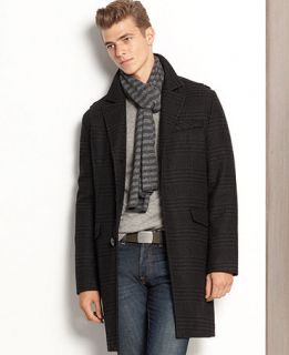 Kenneth Cole Coat, Plaid Wool Blend Walking Coat   Mens Coats