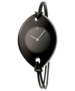 ck Calvin Klein Watch, Womens Swiss Suspension Black Leather Strap