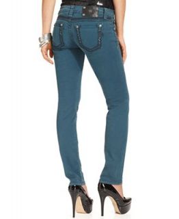 Miss Me Jeans, Skinny Rhinestone Teal Wash