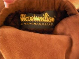Maximilian Bloomingdales Shearling Sheepskin Suede Brown Coat L XL
