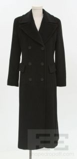 Max Mara Black Wool Angora Double Breasted Long Sleeve Coat Size 6