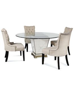 Marais Dining Room Furniture, 5 Piece Set (60 Mirrored Dining Table