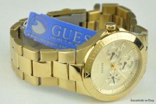 New Guess Ladies Solid Watch Gold Steel Bracellet Multifunction