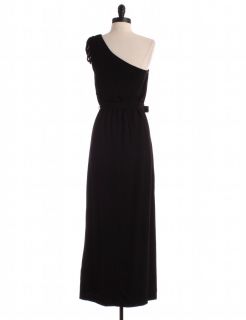 Trina Turk Single Shoulder Side Slit Maxi Dress Sz 6 Black