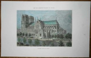 1857 Girardet Print Notre Dame Cathedral Paris 13