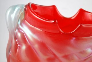 Hand Blown Red Signed Rodman Miller Glass Vessel Vase Tiffanys