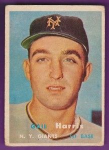 1957 Topps 281 Gail Harris Baseball Tough Mid Series New York Giants G