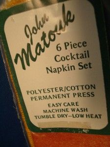John Matouk Cocktail Napkins 6 Washable Fabric Napkin Set Gold Green