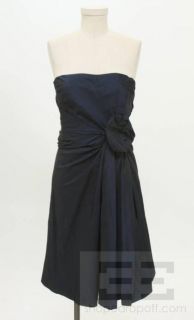 Max Mara Navy Blue Silk Rosette Cocktail Dress Size 4