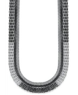 Style&co. Necklace, Silver and Hematite Tone Long Mesh Chain Necklace