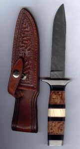 Ken McFall Custom Knife Damascus Blade Sonja Lee AZ Sheath