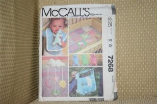 McCalls Baby Quilt Crib Bumper Bag Bib Mobile Toy Sewing Pattern 7268