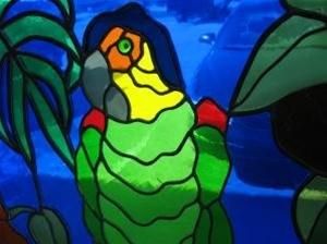 Stained Glass Window Panel Framed McCaw Parrot