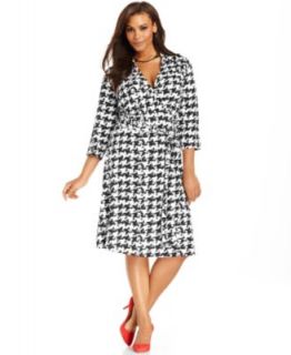 Lauren Ralph Lauren Plus Size Dress, Three Quarter Sleeve Zig Zag Faux