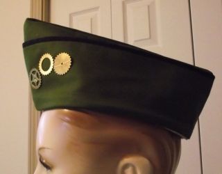 Steampunk Military Garisson Flight Cap Army Green Steam Punk Hat with