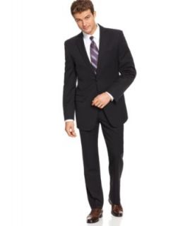 DKNY Suit, Black Solid Slim Fit   Mens