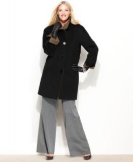 Ellen Tracy Plus Size Coat, Angora Wool Blend A Line
