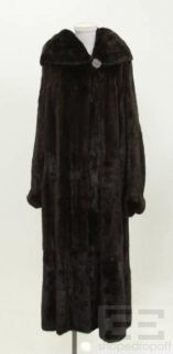 Maximilian Dark Brown Mink Fur Hooded Full Length Coat
