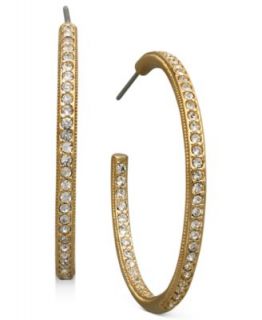 Eliot Danori Earrings, Gold Tone In and Out Crystal Hoop   Fashion