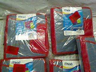 Lot of 5 Mead Zipper Binder with Handle 2 inch Red 72765
