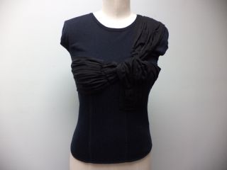 Anthropologie McGinn Black Sweater Knit Bow Short Sleeve Top Womens