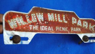 Vtg Mechanicsburg Pennsylvania Willow Mill Park License Plate Badge