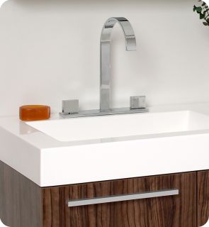Walnut Modern Double Sink Vanity w Medicine Cabinet FVN8013GW