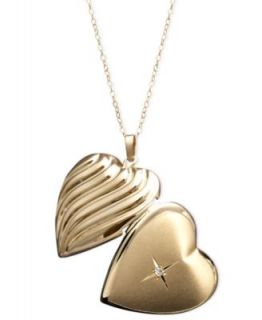 14k Gold Necklace, Glitter Heart Pendant   FINE JEWELRY   Jewelry