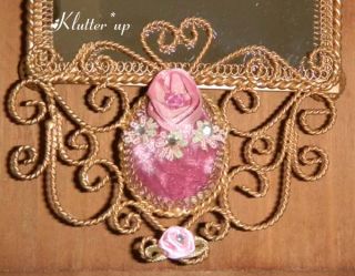 Victorian Vintage Style Vanity Tray Mirror Pink Rose