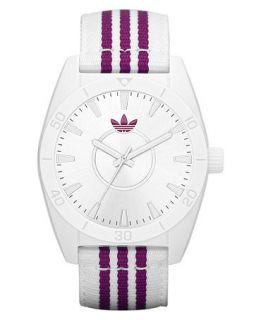 adidas Watch, White and Purple Stripe Nylon Strap 42mm ADH2696   All