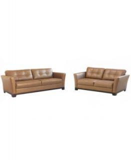 Martino Leather Living Room Furniture, 2 Piece Set (Sofa and Loveseat)