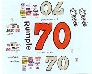 70 Rumple Winkle Pontiac 2 2 JD McDuffie NASCAR Decal