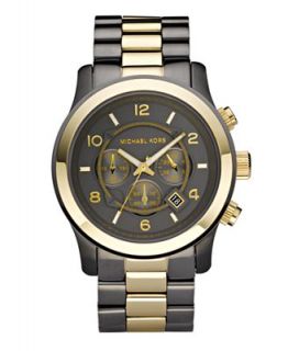 Michael Kors Watch, Mens Runway Gunmetal and Gold Plated Stainless