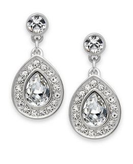 Swarovski Earrings, Rhodium Plated Crystal Drop Earrings   Fashion