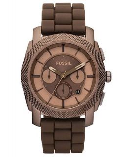 Fossil Watch, Mens Chronograph Machine Brown Silicone Bracelet 45mm
